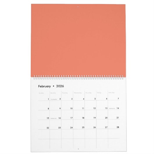 Zalm #F38367, Roze Daisy Kalender (Feb 2026)