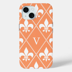 Zalm Fleur de Lis m/monogram iPhone 15 Case