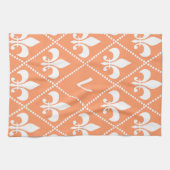 Zalm Fleur de Lis met monogram initiaal Theedoek (Horizontaal)