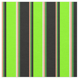 Zalm, Forest Green, Black, Chartreuse & White Stof