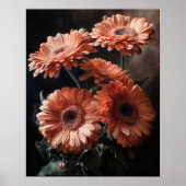 Zalm Gerbera Daisy Flowers Art Print Poster (Voorkant)