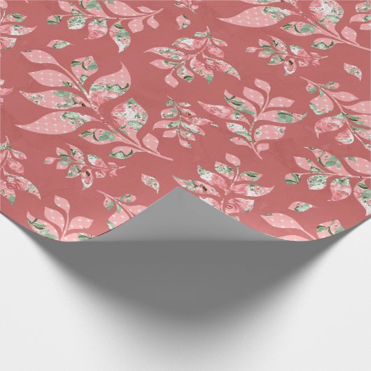 Zalm grillige bladeren bruiloft inpakpapier (Hoek)