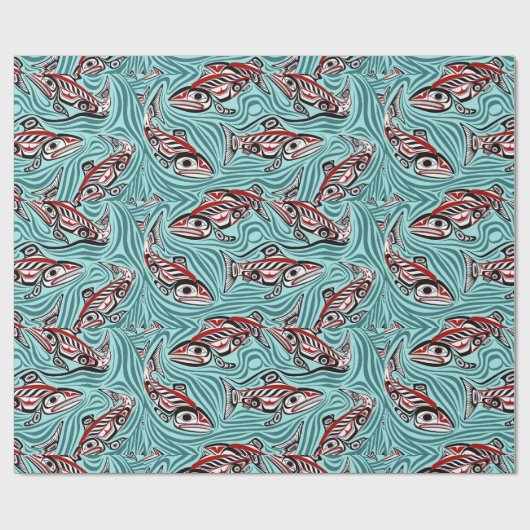 Zalm Haida Art Spirit Pacific Northwest Native Cadeaupapier (Vlak)