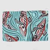 Zalm Haida Art Spirit Pacific Northwest Native Golfhanddoek (Horizontaal)