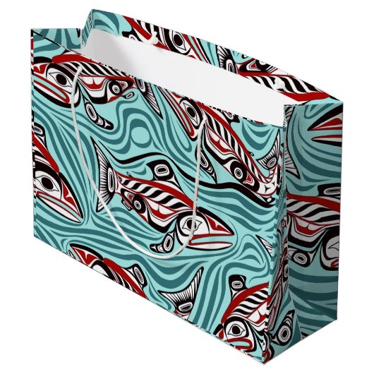Zalm Haida Art Spirit Pacific Northwest Native Groot Cadeauzakje (Achterkant Gekanteld)