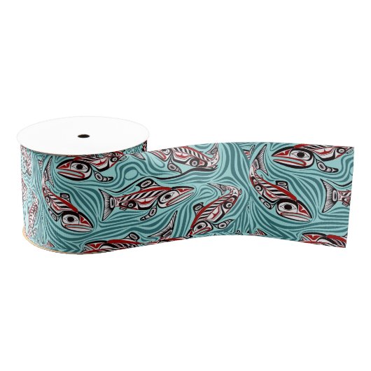 Zalm Haida Art Spirit Pacific Northwest Native Grosgrain Lint (Spoel)