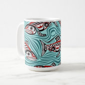 Zalm Haida Art Spirit Pacific Northwest Native Koffiemok (Voorkant links)