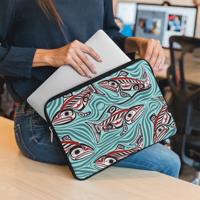 Zalm Haida Art Spirit Pacific Northwest Native Laptop Sleeve (Creator heeft geüpload)