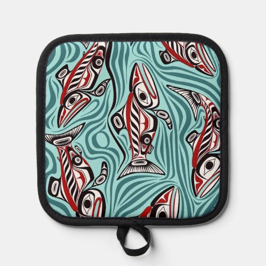 Zalm Haida Art Spirit Pacific Northwest Native Pannenlap (Voorkant)