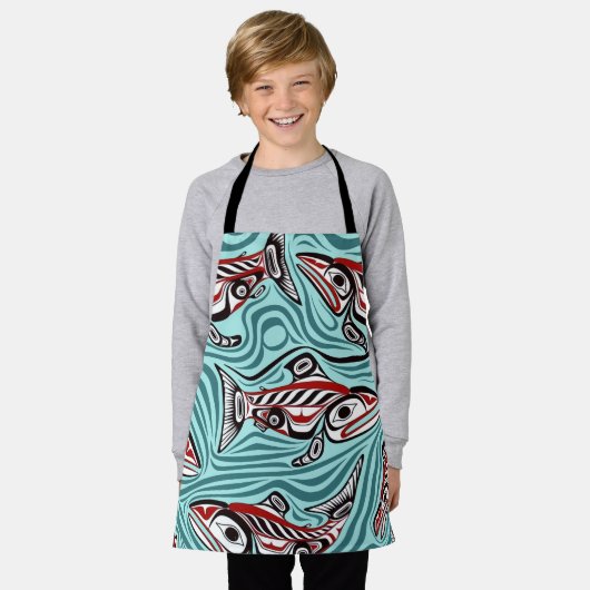 Zalm Haida Art Spirit Pacific Northwest Native Schort (Gedragen)