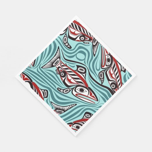 Zalm Haida Art Spirit Pacific Northwest Native Servet (Hoek)