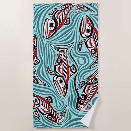 Zalm Haida Art Spirit Pacific Northwest Native Strandlaken (Voorkant)