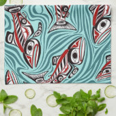 Zalm Haida Art Spirit Pacific Northwest Native Theedoek (Gevouwen)