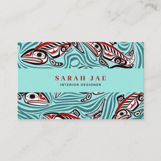 Zalm Haida Art Spirit Pacific Northwest Native Visitekaartje (Voorkant)