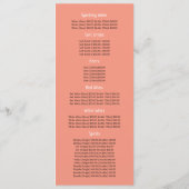 Zalm Herfstblad, Restaurant Slimline Menu (Achterkant)