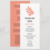 Zalm Herfstblad, Restaurant Slimline Menu (Voorkant / Achterkant)