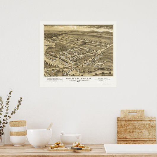 Zalm-Herfsten, NH Panoramic Map - 1877 Poster (Keuken)