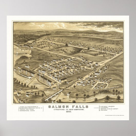 Zalm-Herfsten, NH Panoramic Map - 1877 Poster (Voorkant)