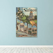 Zalm, IdahoLarge Letter ScenesSalmon, ID Canvas Afdruk (Insitu (Houten vloer))