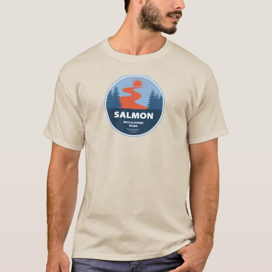 Zalm in het wild en de Schilderachtig rivier de Id T-shirt (Voorkant)