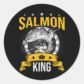 Zalm King Fly Salmon Vist Ronde Sticker