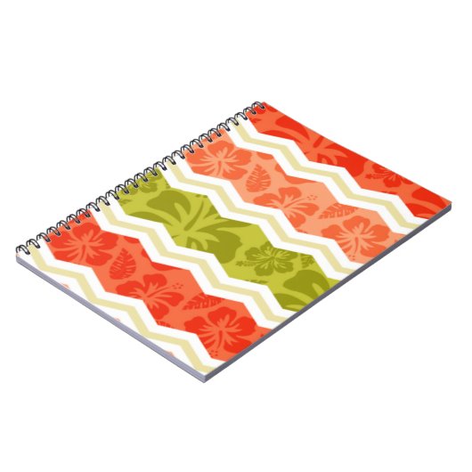 Zalm, koraal, Sinaasappel en groen tropisch patroo Notitieboek (Linkerzijde)