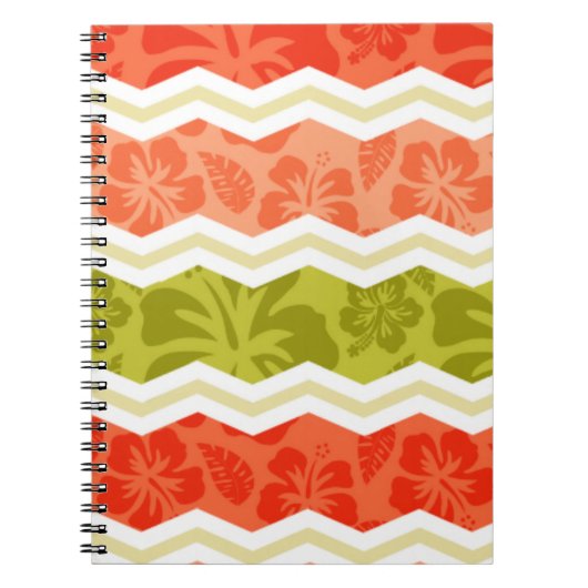 Zalm, koraal, Sinaasappel en groen tropisch patroo Notitieboek (Voorkant)