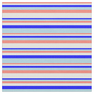 Zalm, lichte cyaan, blauw en lichte blauwe lijnen stof