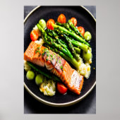 Zalm met asperges en tomaten | AI Art Poster (Voorkant)