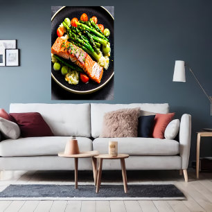 Zalm met asperges en tomaten   AI Art Poster