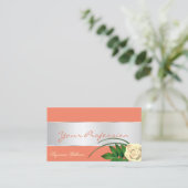 Zalm met Silver Decor en prachtige Roos Flower Visitekaartje (Staand voorkant)