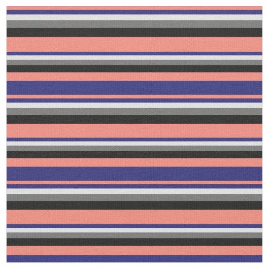 Zalm, Midnight Blue, Lavender, Dim Grey & Black Stof (Close Up)