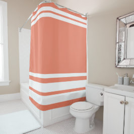 Zalm: Moderne lijnen in Wit Douchegordijn