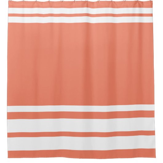 Zalm: Moderne lijnen in Wit Douchegordijn (Voorkant)