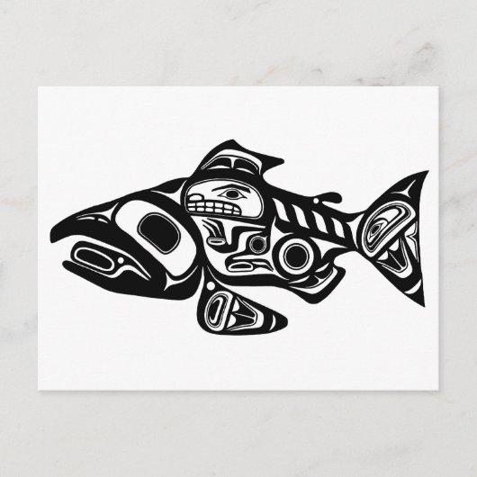 Zalm Native Amerikaans Ontwerp Briefkaart (Voorkant)