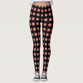 Zalm Oranje en Ivory Polka Dots Leggings (Voorkant)