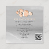 *~* Zalm Peach Fish Beach Silver Sand Zee Dining Vierkante Visitekaartje (Achterkant)