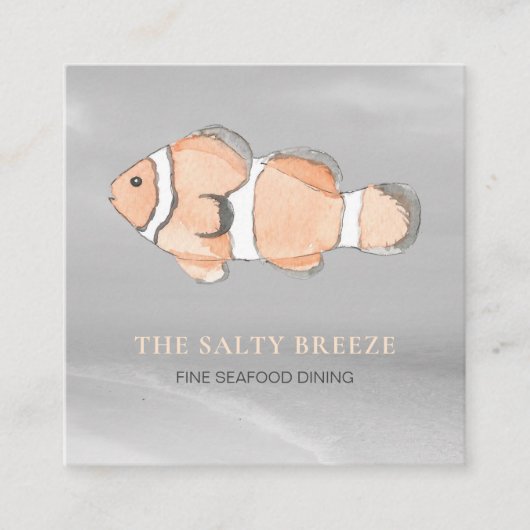*~* Zalm Peach Fish Beach Silver Sand Zee Dining Vierkante Visitekaartje (Voorkant)
