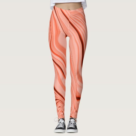 Zalm, perziken, helder koraal en roze mix curves leggings (Voorkant)