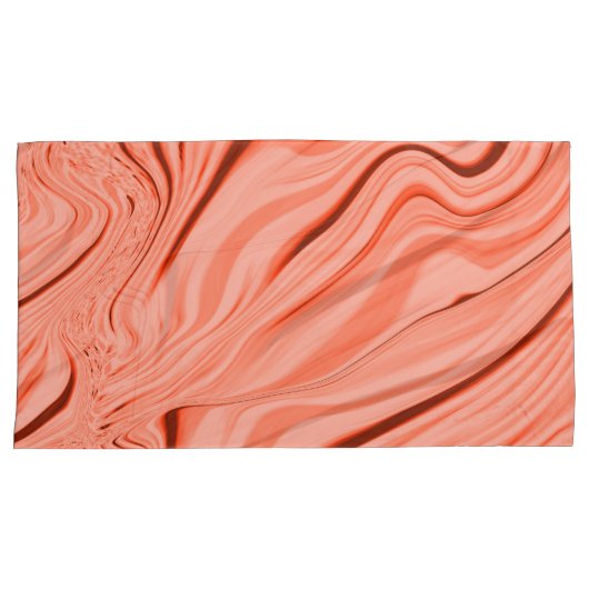 Zalm, perziken, koraal en roze mengsel, golvend kussensloop (Voorkant-Rechts)