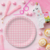 Zalm Pink Gingham Plaid Papieren Bordje (Feest)