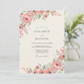 Zalm Ranunculus Eucalyptus Bruiloft Kaart (Staand voorkant)
