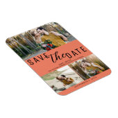 Zalm Roze Bewaar de datum Bruiloft 3 Foto's Magneet (Rechterzijde)