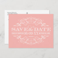 zalm roze bloeiende bruiloft save the date