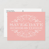 zalm roze bloeiende bruiloft save the date aankondigingskaart (Voorkant / Achterkant)