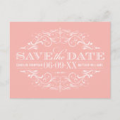  zalm roze bloeiende bruiloft save the date aankondigingskaart (Voorkant)