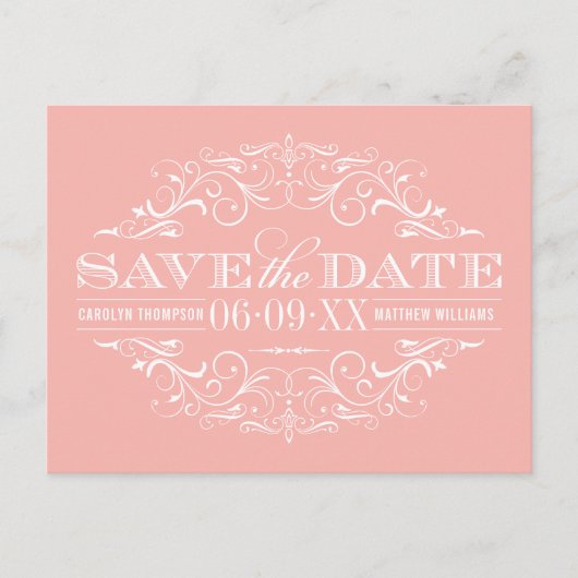 zalm roze bloeiende bruiloft save the date aankondigingskaart (Voorkant)