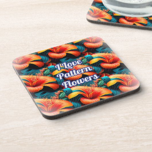 Zalm Roze Bloemen Patroon Bier Onderzetter (Linkerzijde)