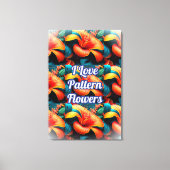 Zalm Roze Bloemen Patroon Canvas Afdruk (Voorkant)