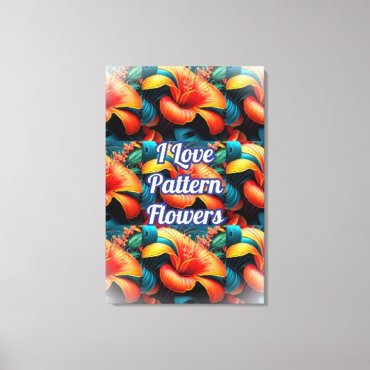 Zalm Roze Bloemen Patroon Canvas Afdruk (Voorkant)